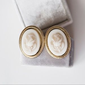 Vintage Cameo Style Rose Earrings